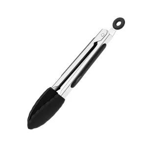 Set of 5 Cooking Tongs - 7 Inch Stainless Steel with Silicone Tips for Serving, Barbecue, Salad, Ice, Oven and More