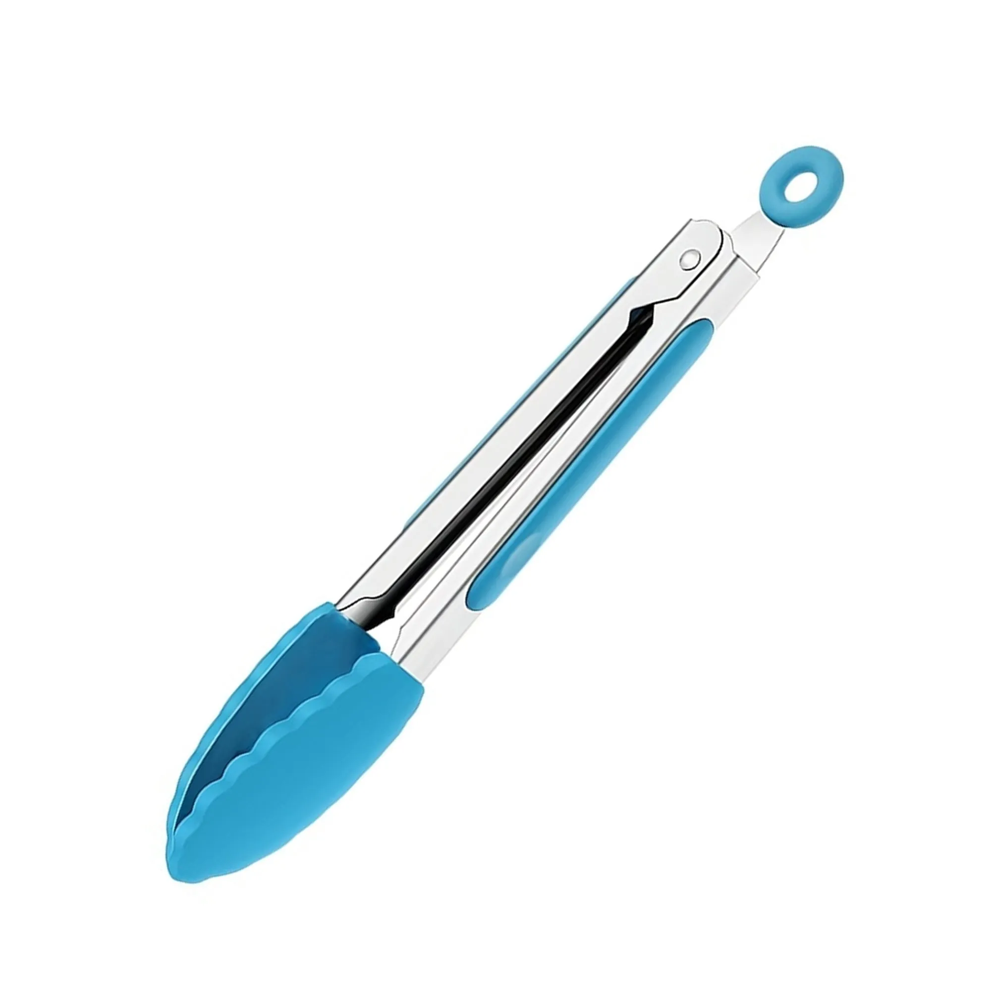 Set of 5 Cooking Tongs - 7 Inch Stainless Steel with Silicone Tips for Serving, Barbecue, Salad, Ice, Oven and More
