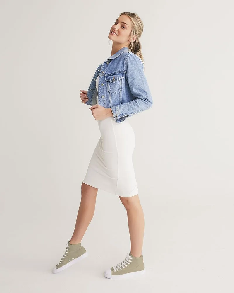 Shaded Pale Pastel Yellow Brown High-Top Canvas Sneakers | Women's | C0M8Y30K30