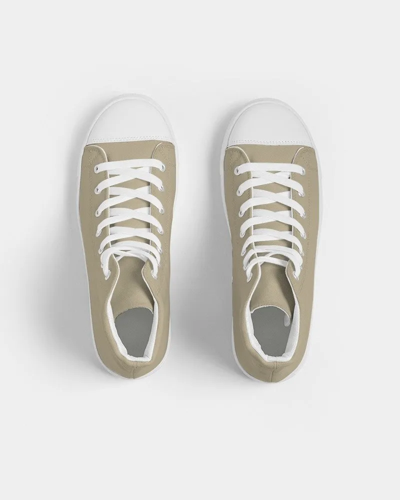 Shaded Pale Pastel Yellow Brown High-Top Canvas Sneakers | Women's | C0M8Y30K30