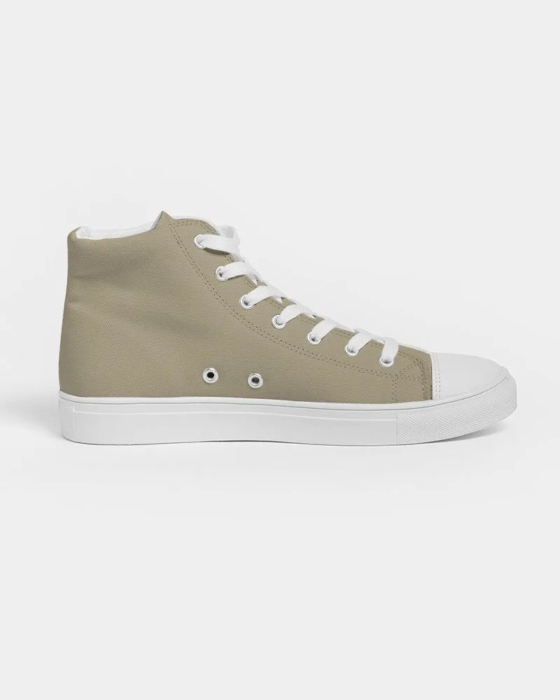 Shaded Pale Pastel Yellow Brown High-Top Canvas Sneakers | Women's | C0M8Y30K30