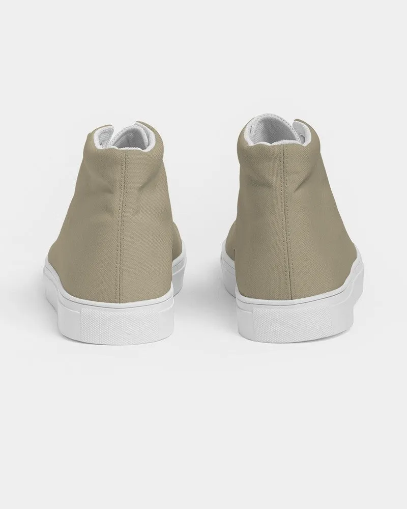 Shaded Pale Pastel Yellow Brown High-Top Canvas Sneakers | Women's | C0M8Y30K30