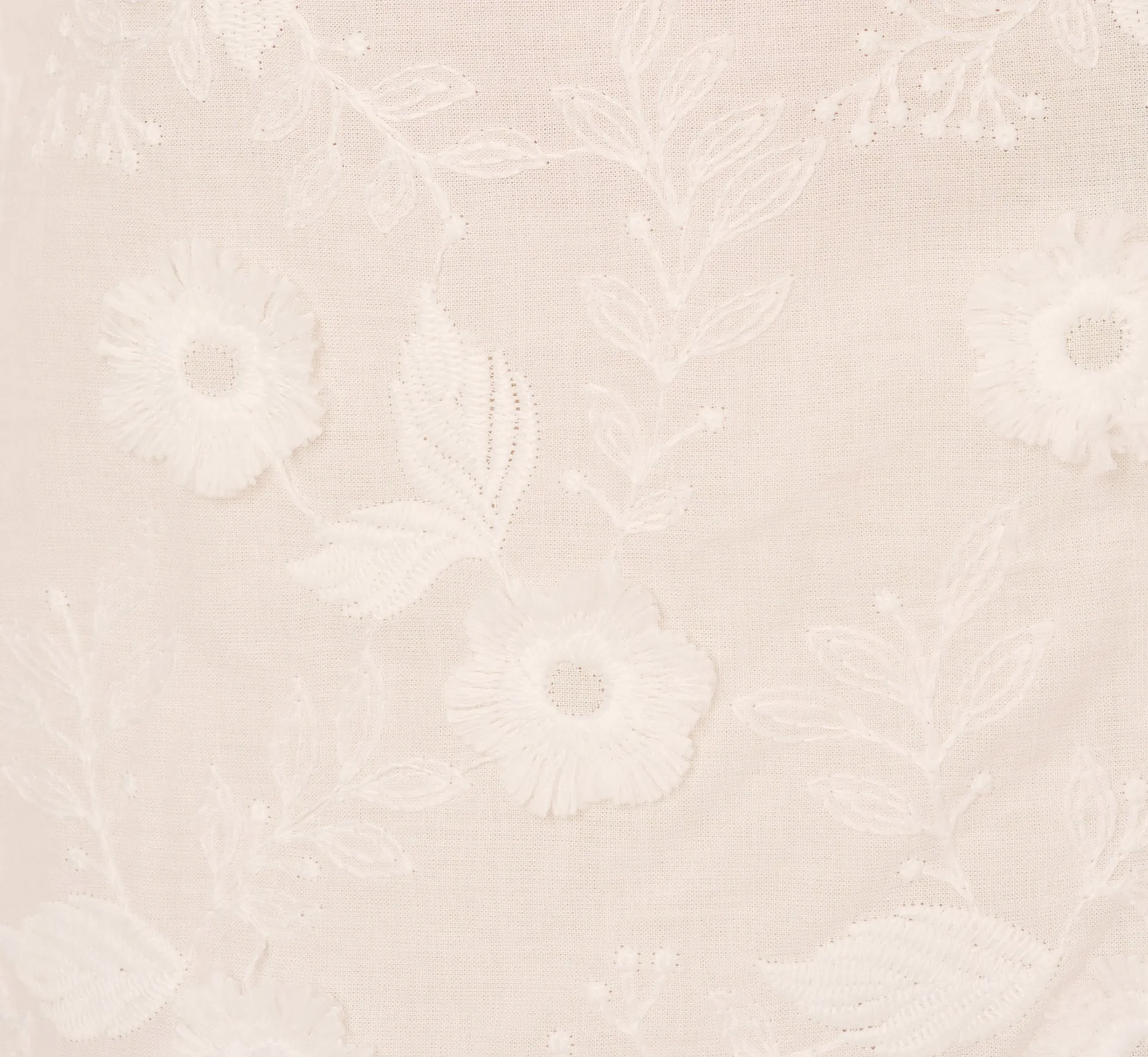 Sheer Cotton Floral Button Front Blouse In White