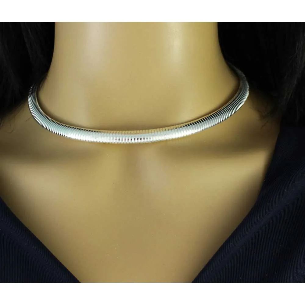 Silver-tone Flexible Omega Necklace - FN805