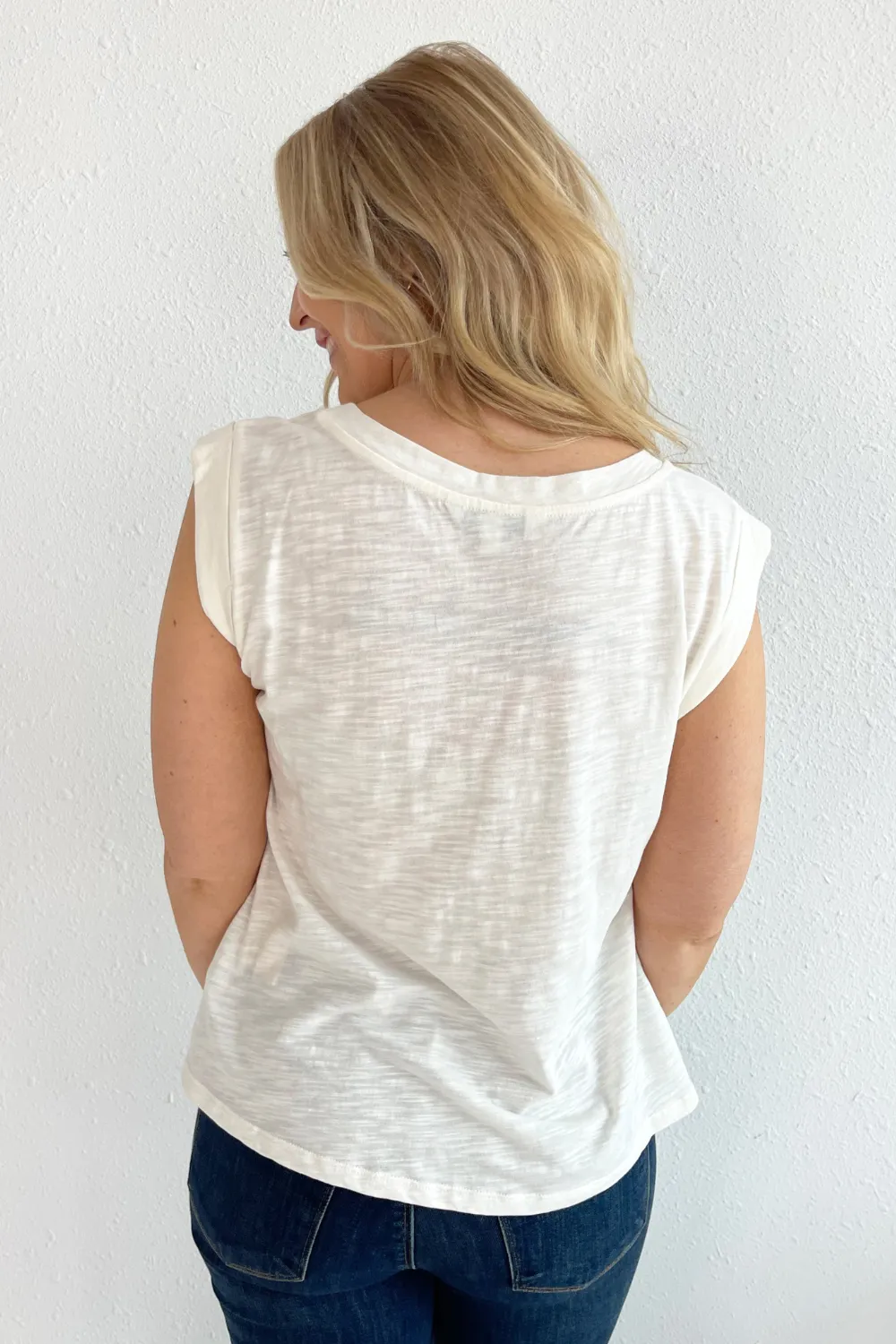Sleeveless Woven to Knit Top
