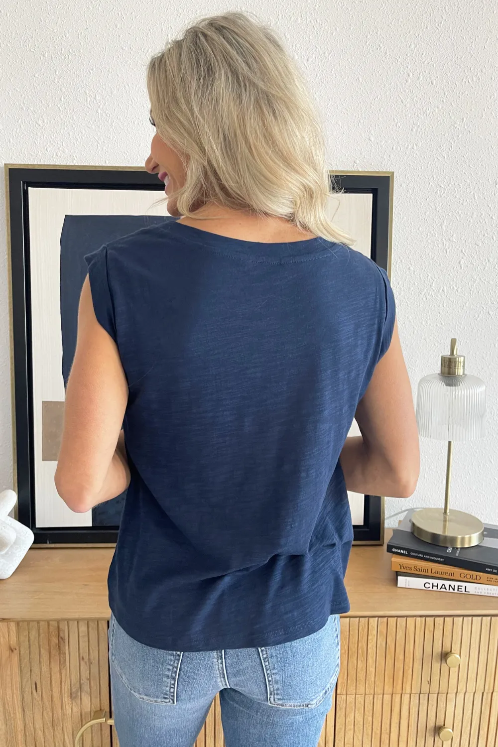 Sleeveless Woven to Knit Top