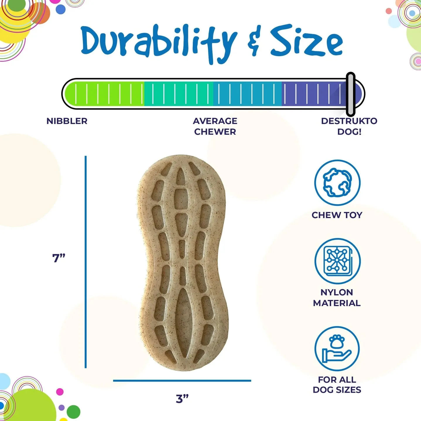 Sodapup Peanut Ultra Durable Nylon Dog Chew Toy for Aggressive Chewers