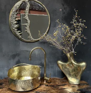 Solid Brass Vessel Sink – Stylish Hammered Brass Bathroom Basin