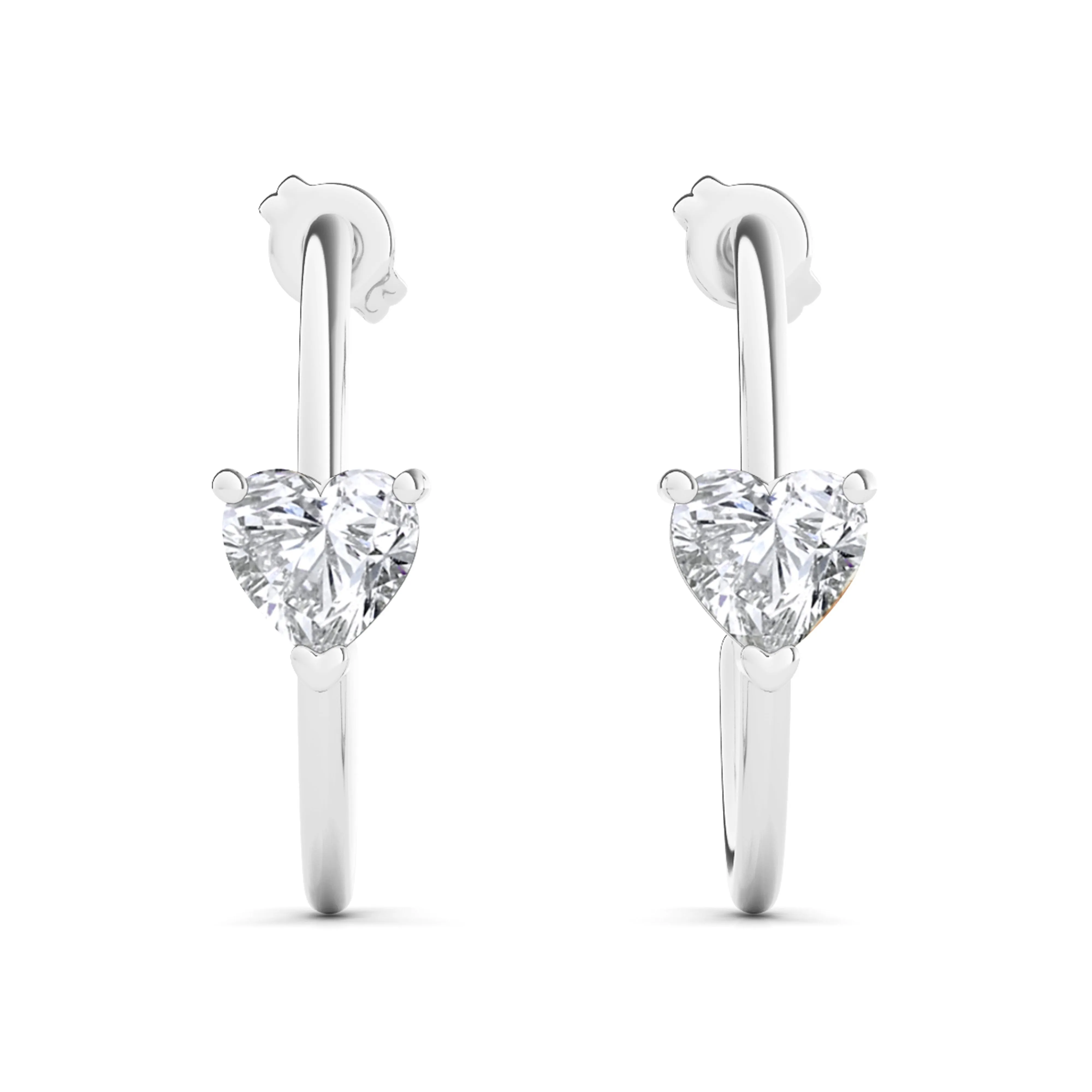 Solo Heart Diamond Huggie Earrings
