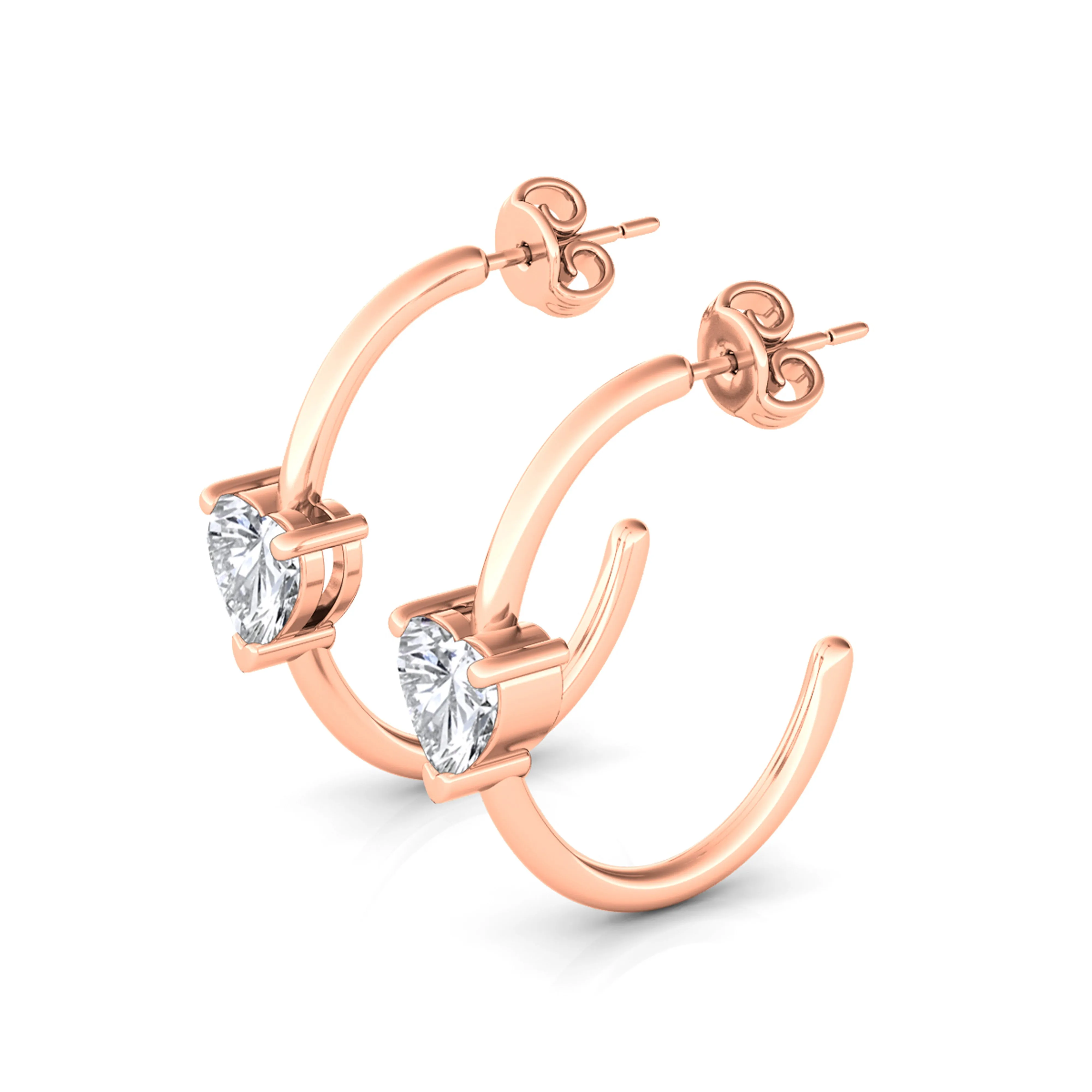 Solo Heart Diamond Huggie Earrings