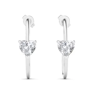 Solo Heart Diamond Huggie Earrings