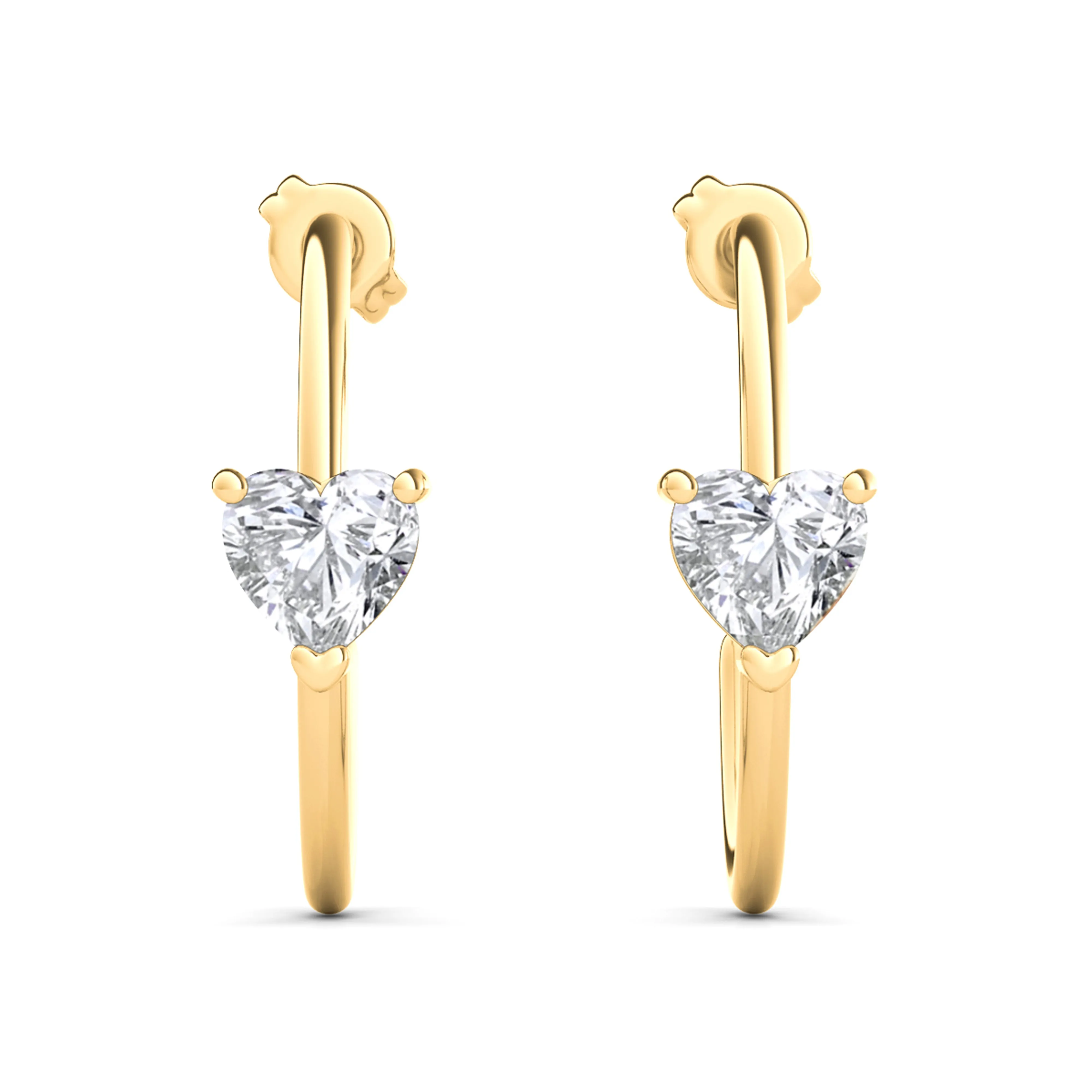 Solo Heart Diamond Huggie Earrings