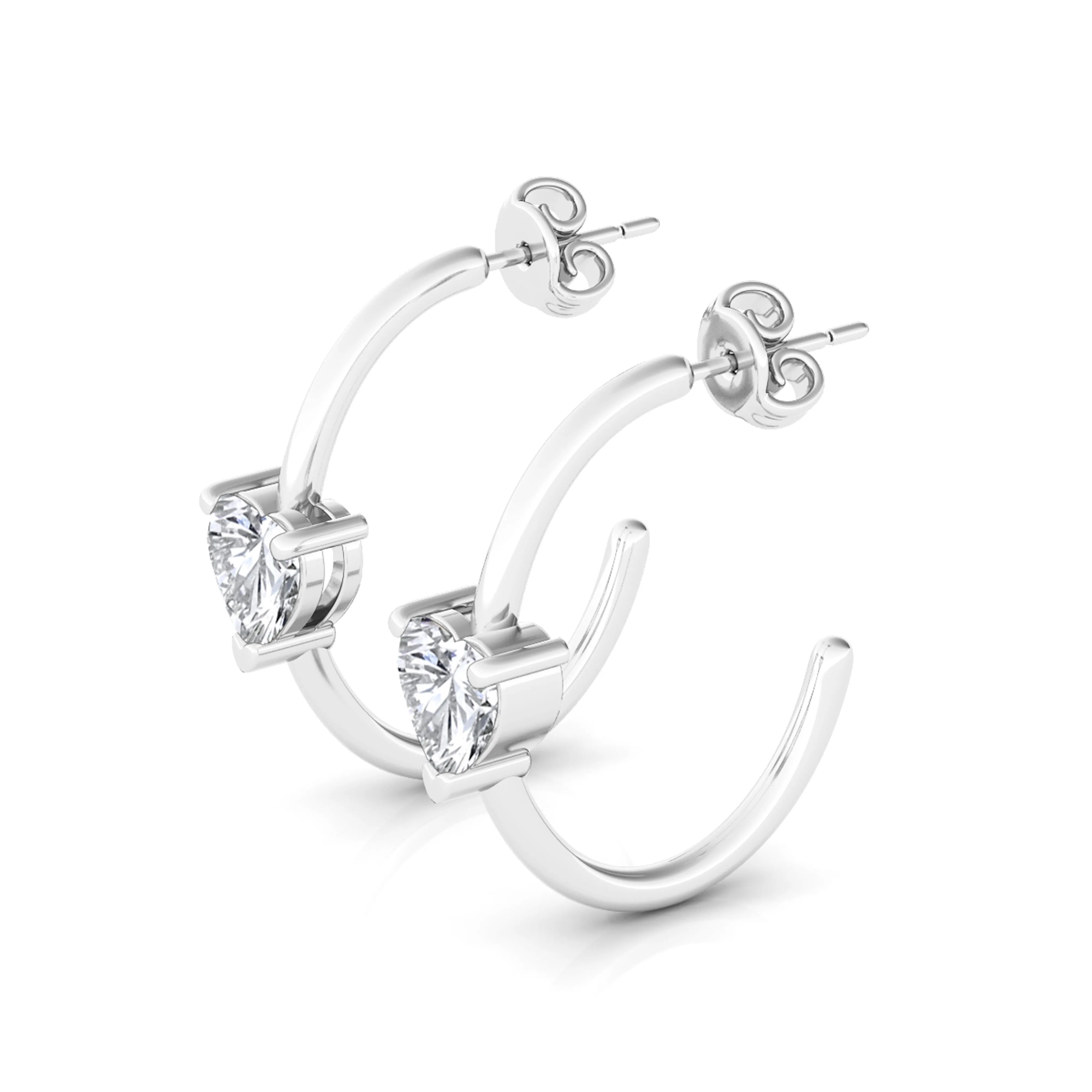 Solo Heart Diamond Huggie Earrings