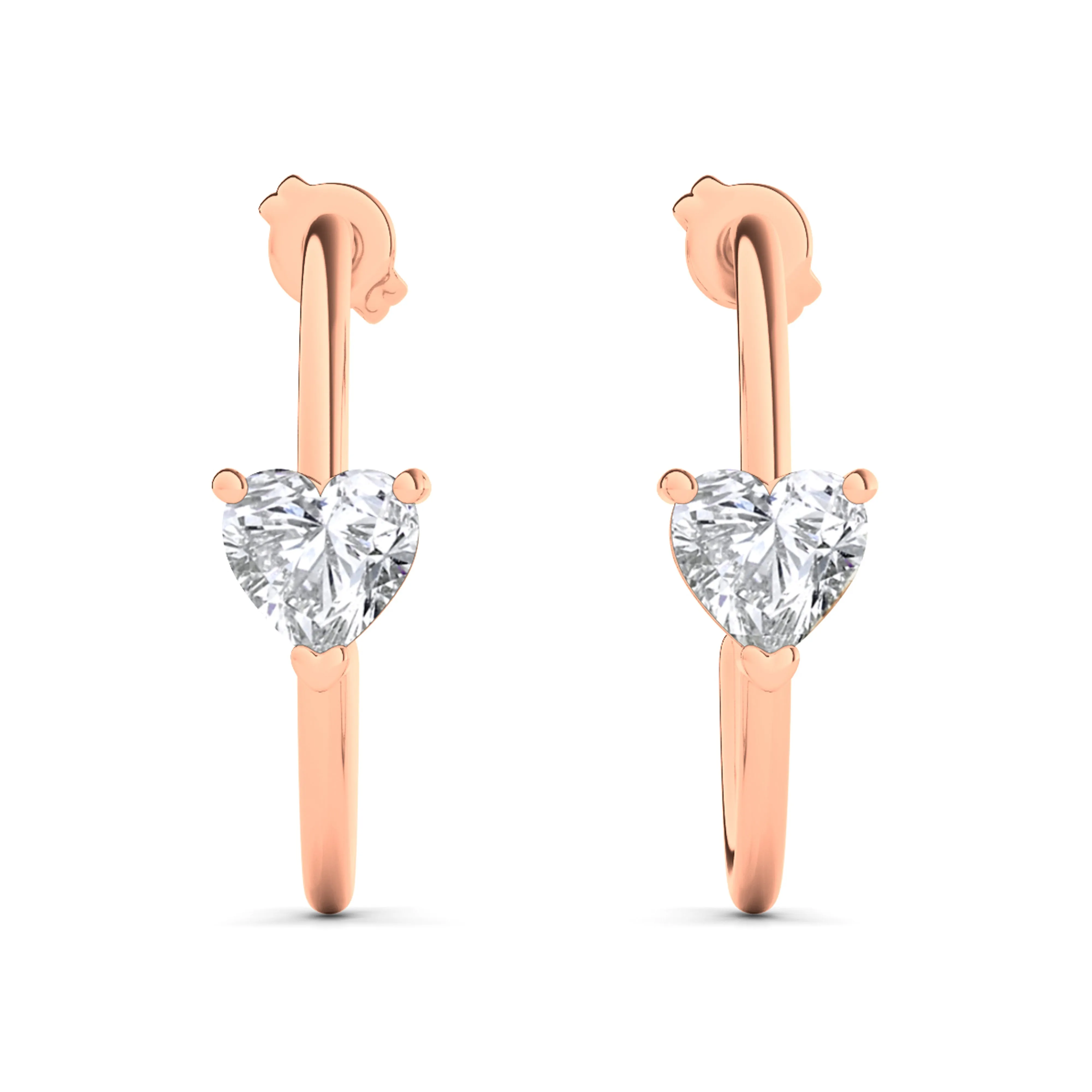 Solo Heart Diamond Huggie Earrings