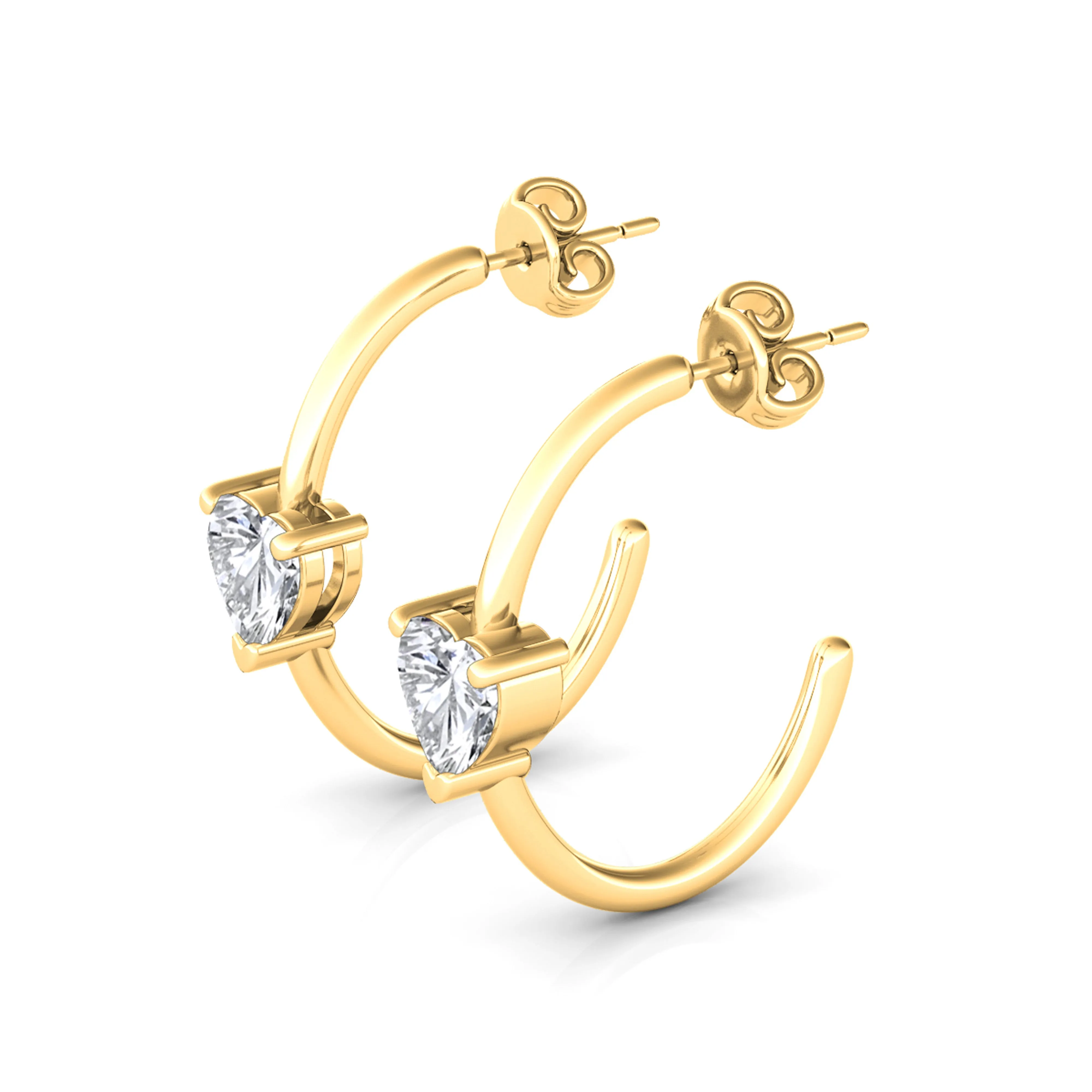 Solo Heart Diamond Huggie Earrings