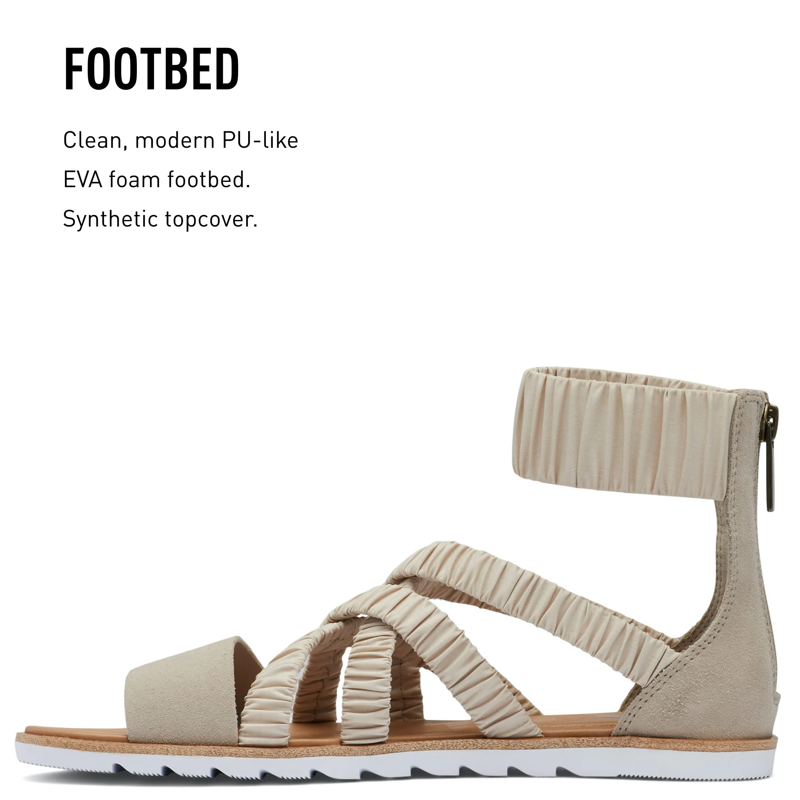 Sorel Women's Ella II Ankle Strap Sandals - Soft Taupe, White - Size 12