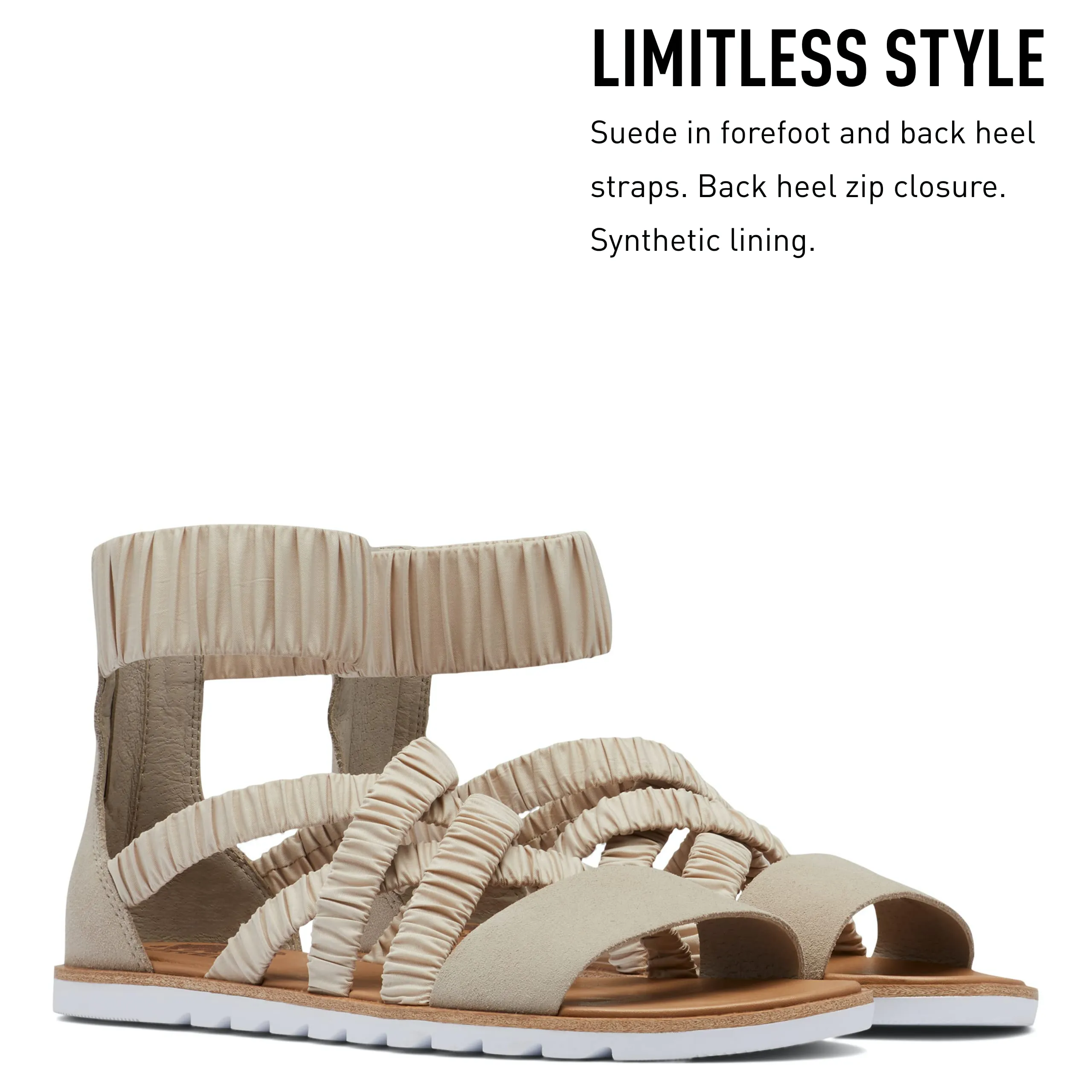 Sorel Women's Ella II Ankle Strap Sandals - Soft Taupe, White - Size 12