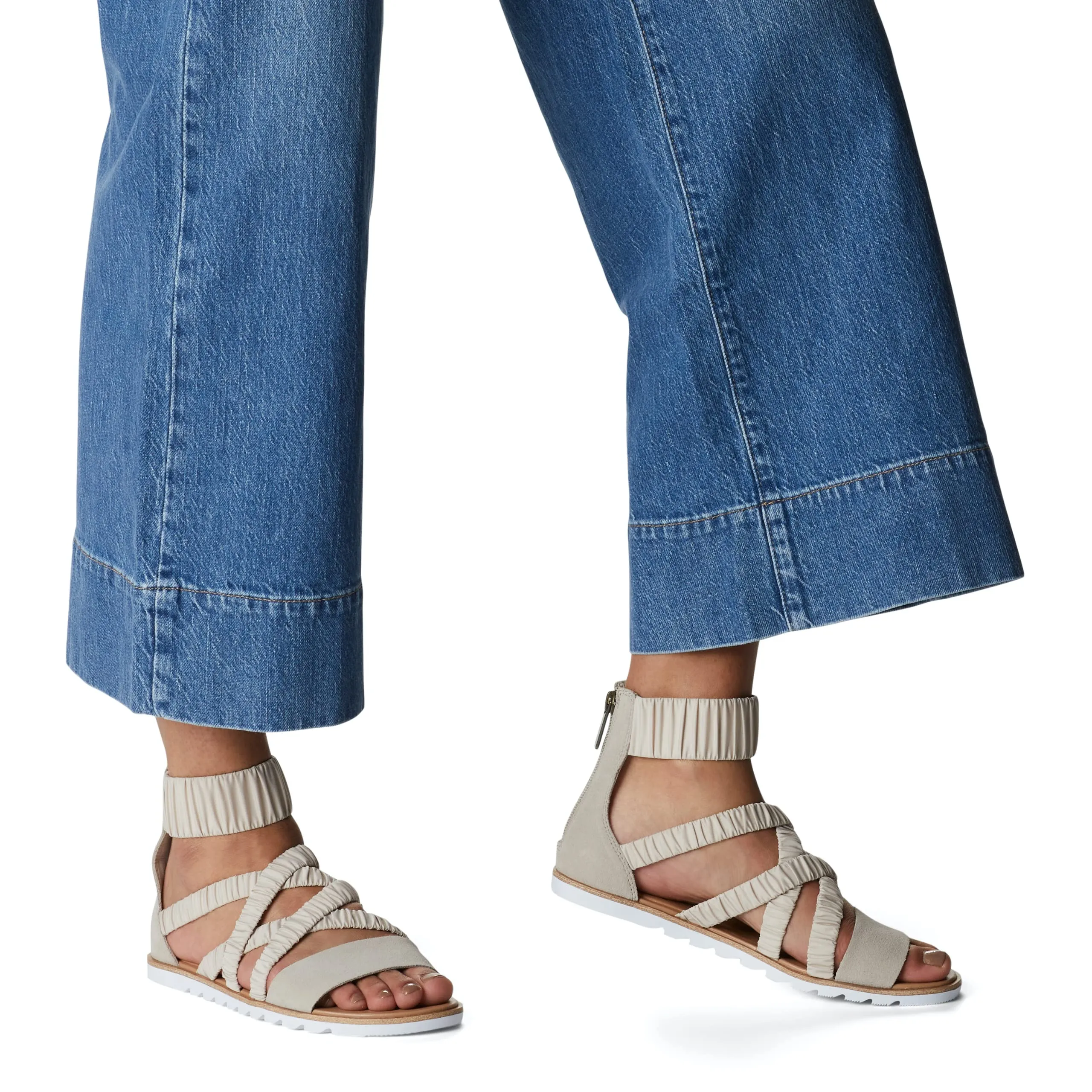 Sorel Women's Ella II Ankle Strap Sandals - Soft Taupe, White - Size 12