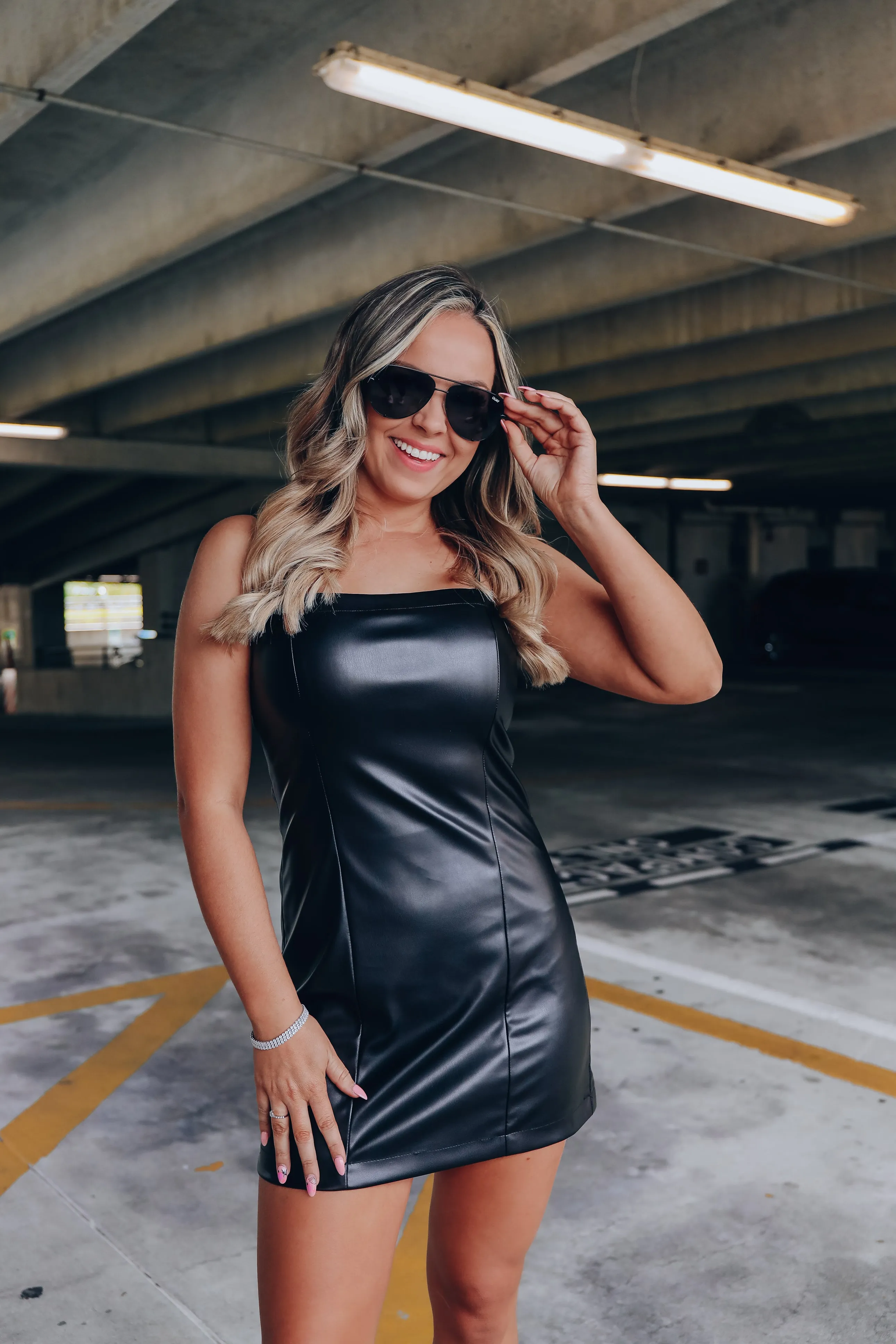 Spice It Up Faux Leather Dress - Black