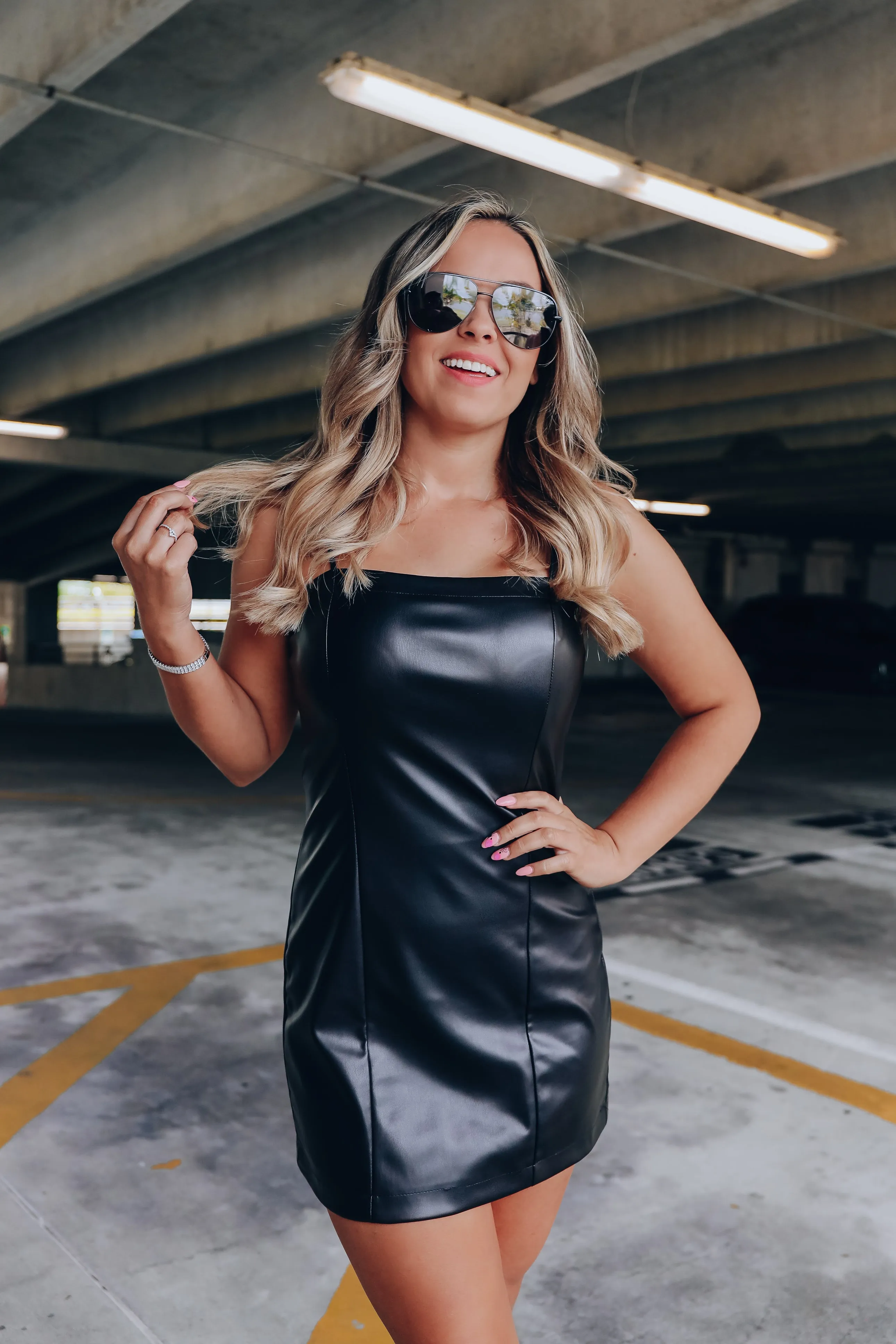 Spice It Up Faux Leather Dress - Black