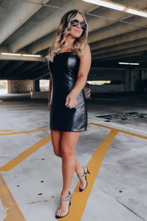 Spice It Up Faux Leather Dress - Black