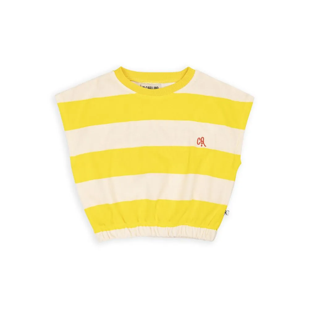 Stripes Yellow Balloon Top With Embroidery