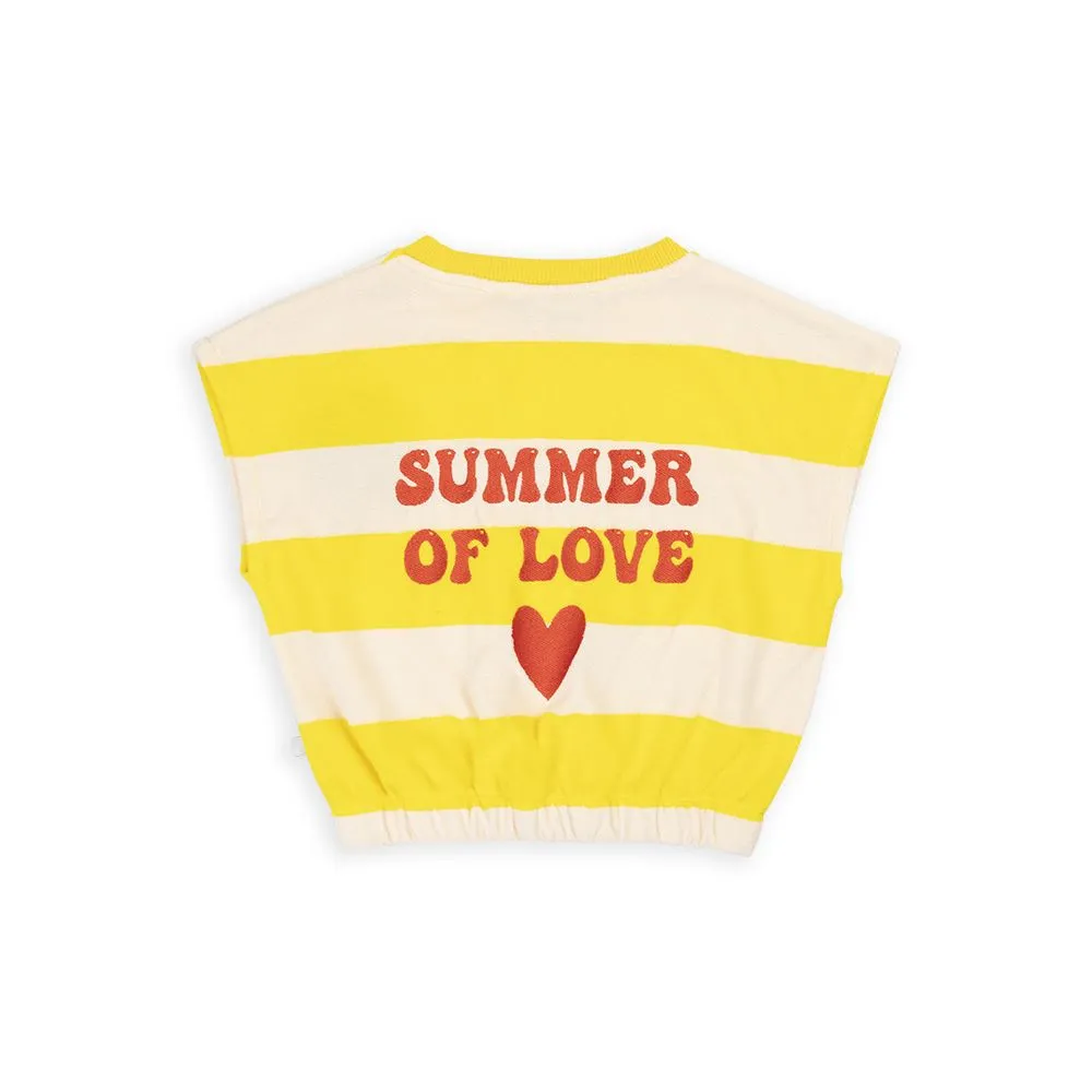 Stripes Yellow Balloon Top With Embroidery