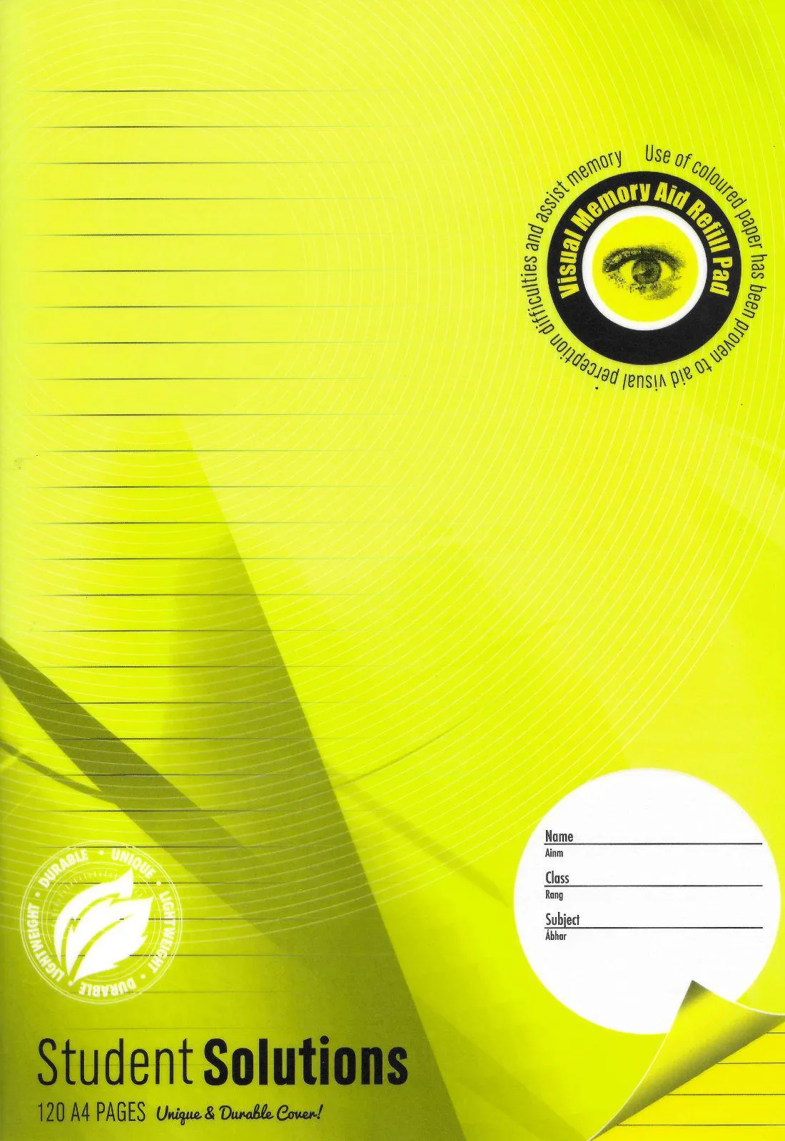 Student Solutions - A4 120 Page Visual Aid Durable Cover Manuscript Book - Yellow