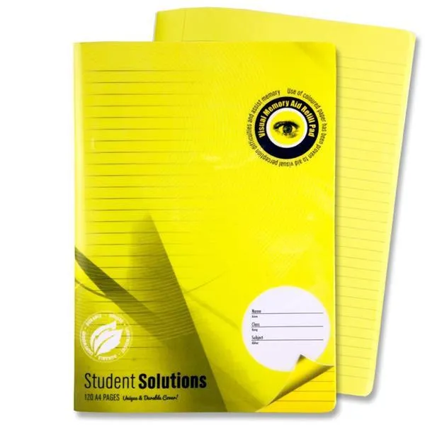 Student Solutions - A4 120 Page Visual Aid Durable Cover Manuscript Book - Yellow