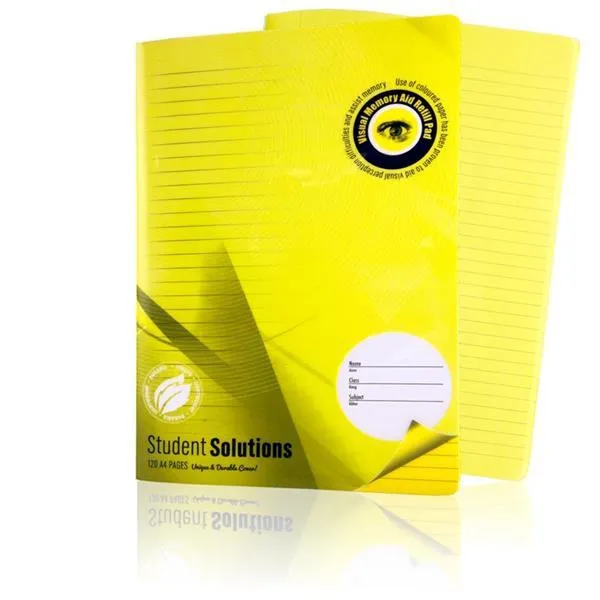 Student Solutions - A4 120 Page Visual Aid Durable Cover Manuscript Book - Yellow