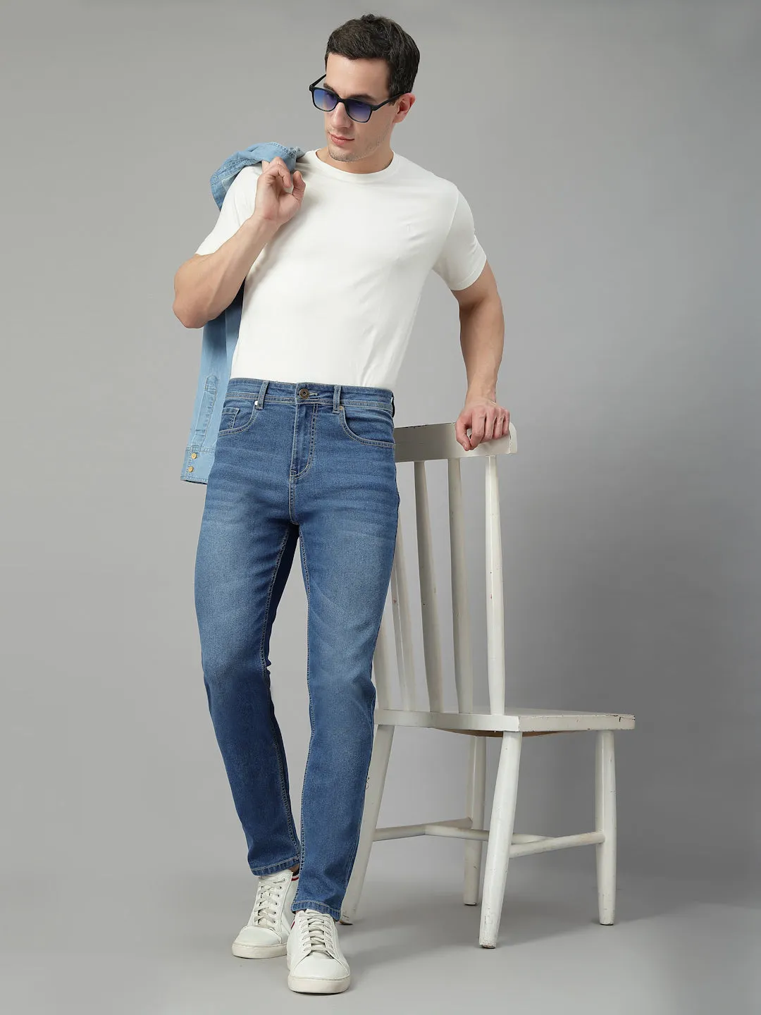 Style Quotient Men Mid Blue Regular Fit Mid Rise Stretchable Jeans