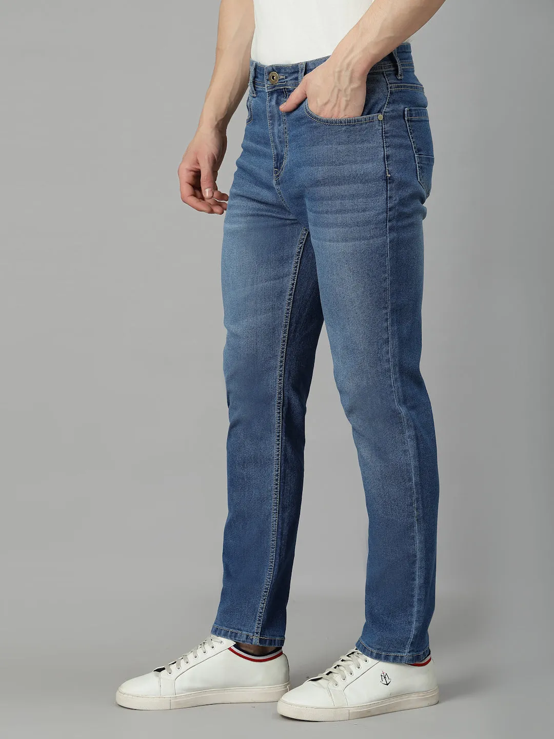 Style Quotient Men Mid Blue Regular Fit Mid Rise Stretchable Jeans