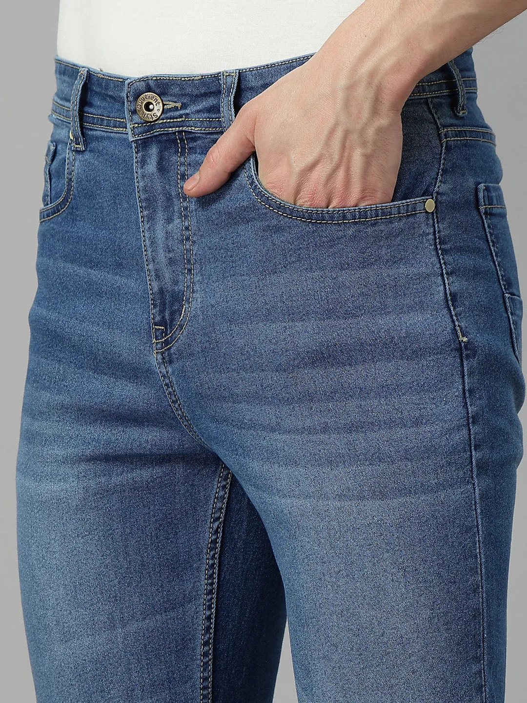 Style Quotient Men Mid Blue Regular Fit Mid Rise Stretchable Jeans