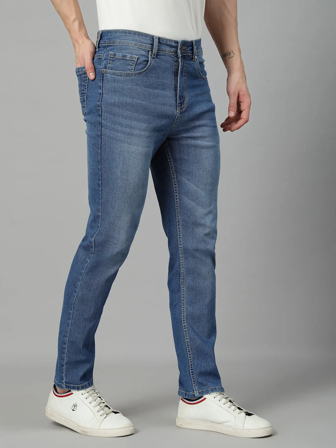 Style Quotient Men Mid Blue Regular Fit Mid Rise Stretchable Jeans