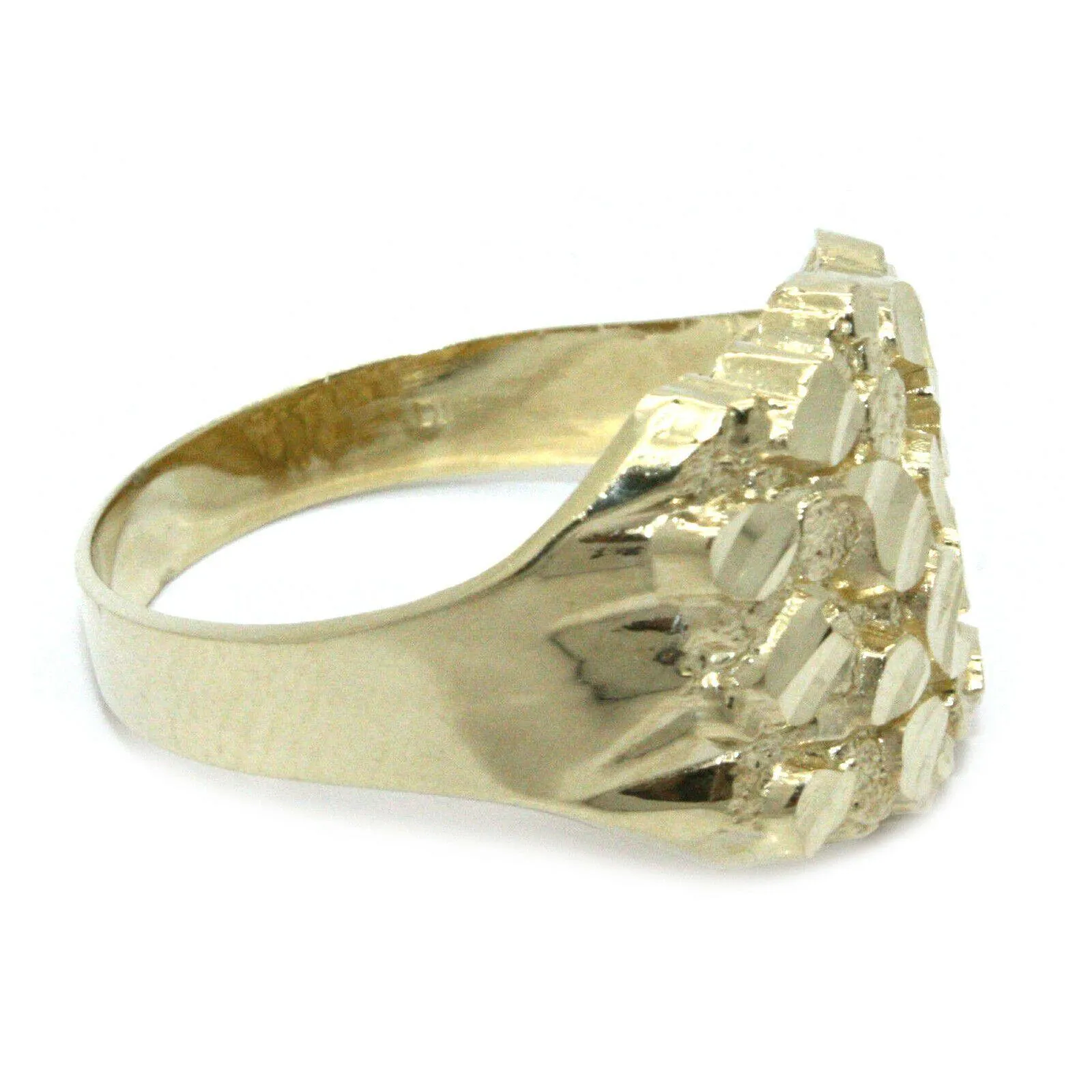 Stylish 10K Yellow Gold Nugget Ring for Men Size 10