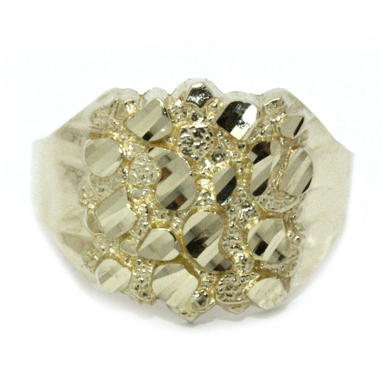 Stylish 10K Yellow Gold Nugget Ring for Men Size 10