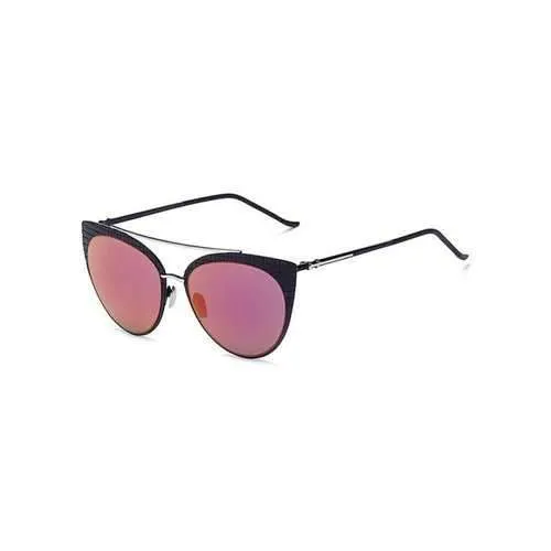 Stylish Plaid Black Mirrored Cat Eye Sunglasses - Purple