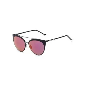 Stylish Plaid Black Mirrored Cat Eye Sunglasses - Purple