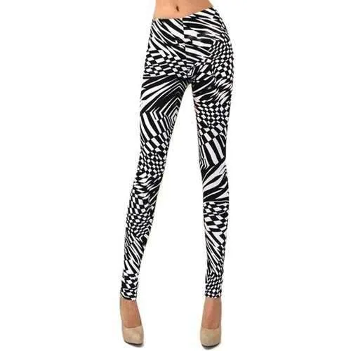 Stylish Slimming Print Leggings For Women - Black S