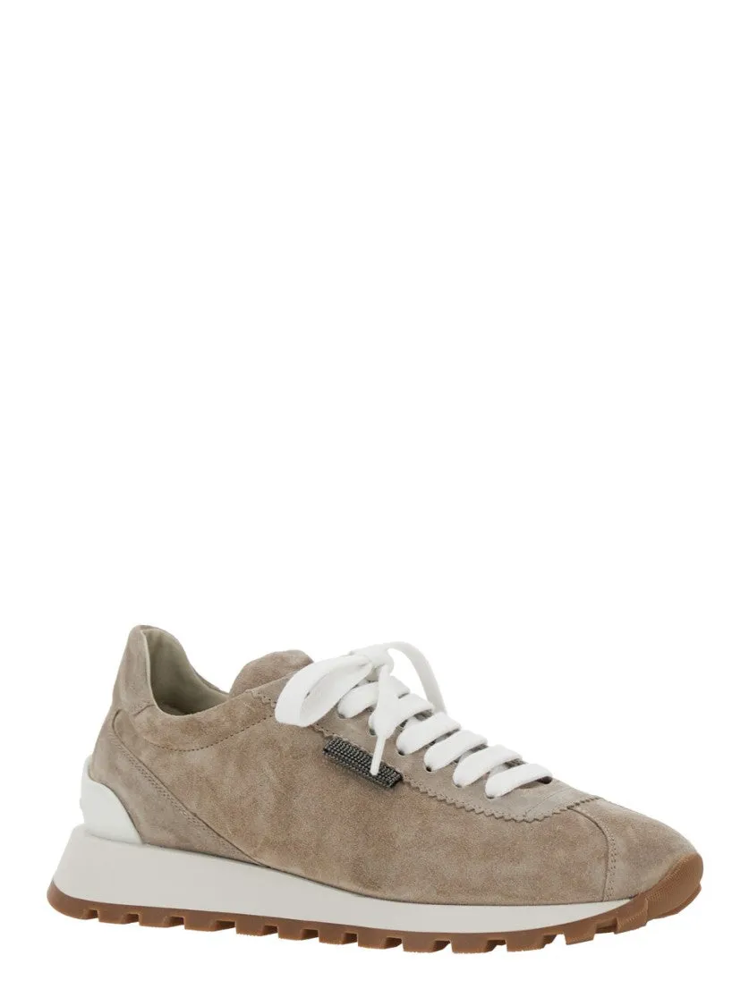 Suede Sneakers With Contrasting Rubber Sole