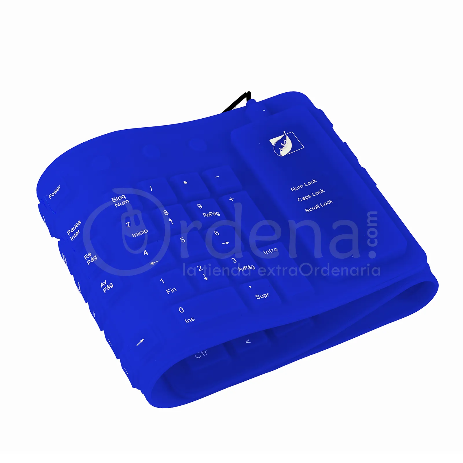 Teclado flexible con 3 teclas de acceso rápido azul