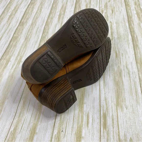 Teva Foxy Tan Brown Waterproof Leather Ankle Booties