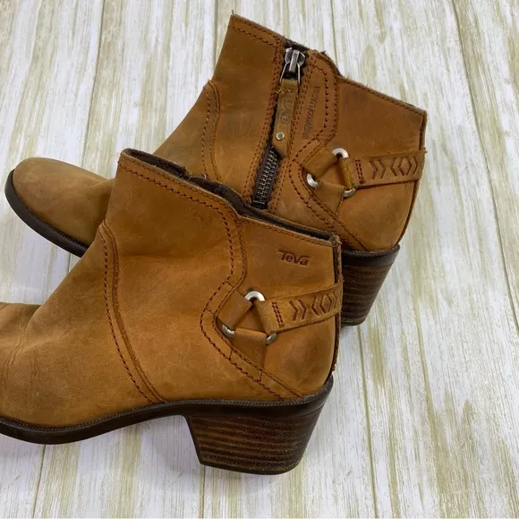 Teva Foxy Tan Brown Waterproof Leather Ankle Booties