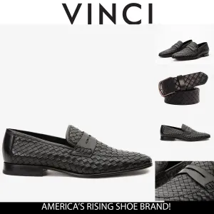 The Grand Woven Leather Black  Men Shoe Penny Loafer