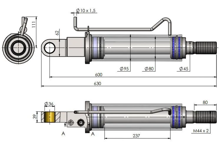 Tilt Ram Cylinder HACO (WITHOUT Extension) to suit MBB