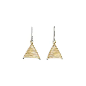 Tiny Woven Wishbone Silver & Gold Mixed Metal Earrings