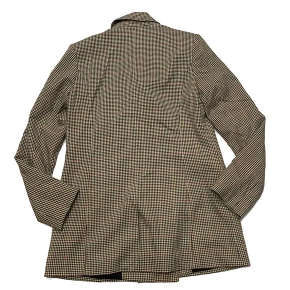 Trouve Brown Checkered Double-Breasted Blazer