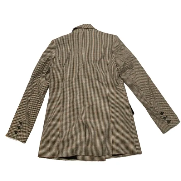 Trouve Brown Checkered Double-Breasted Blazer