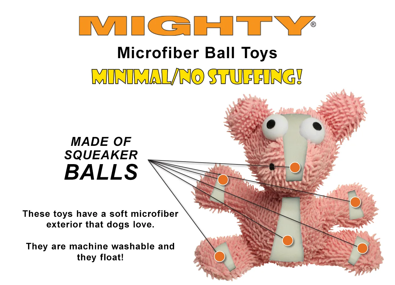 Tuffy Dog Toys - VIP Products - Mighty Jr Microfiber Ball Giraffe, Durable, Squeaky Dog Toy