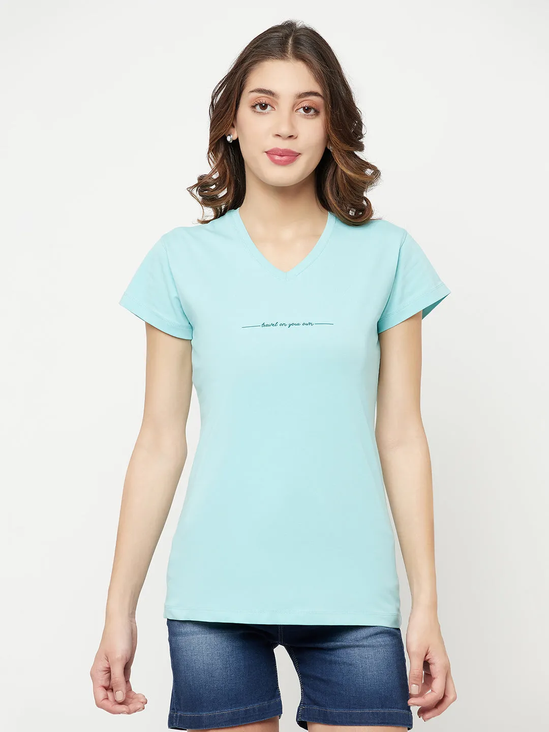 Turquoise Typographic T-Shirt